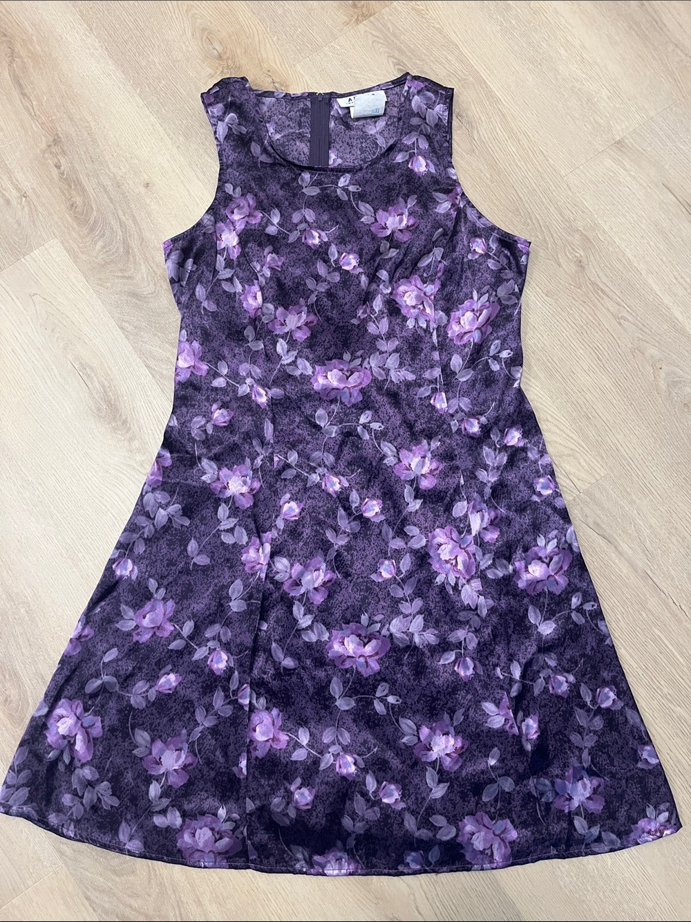 Vintage Alesia International Purple Floral A-Line Dress